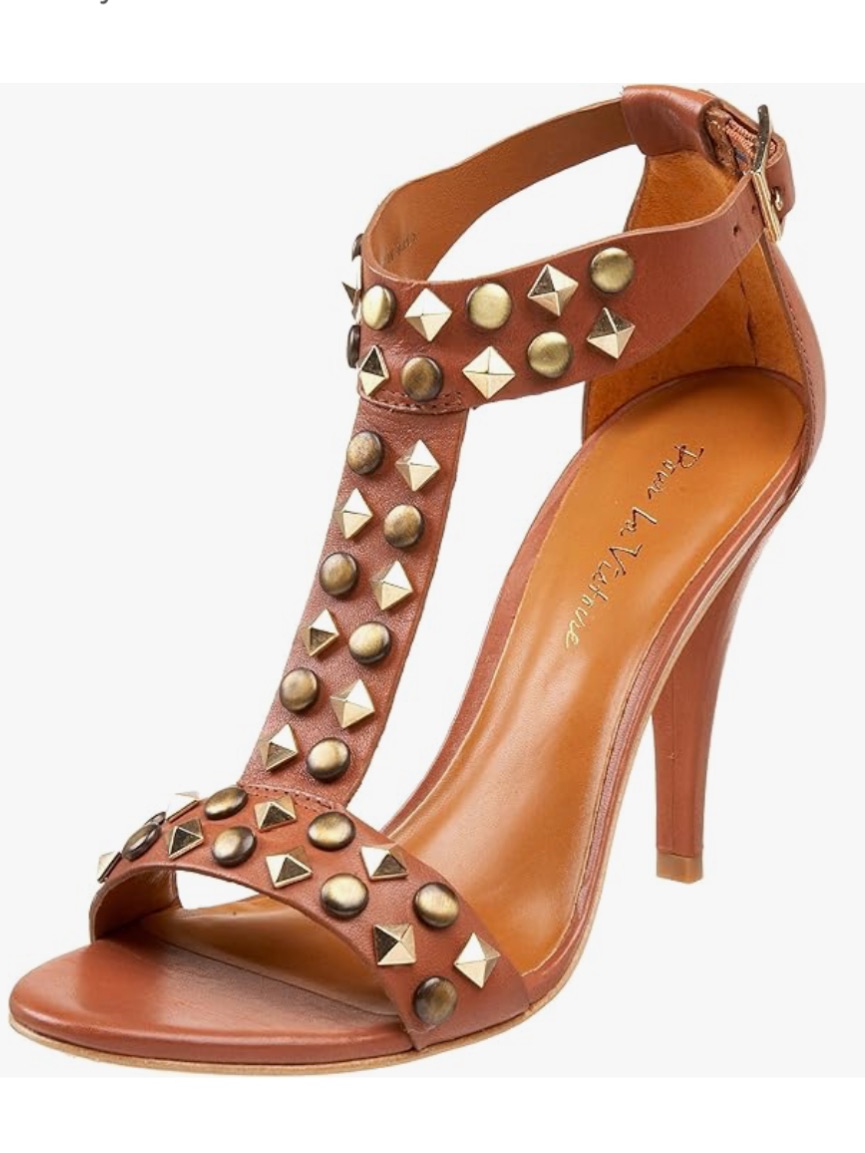 Pour La Victoire Danya Studded T-Strap High Heel Sandal - Brown
